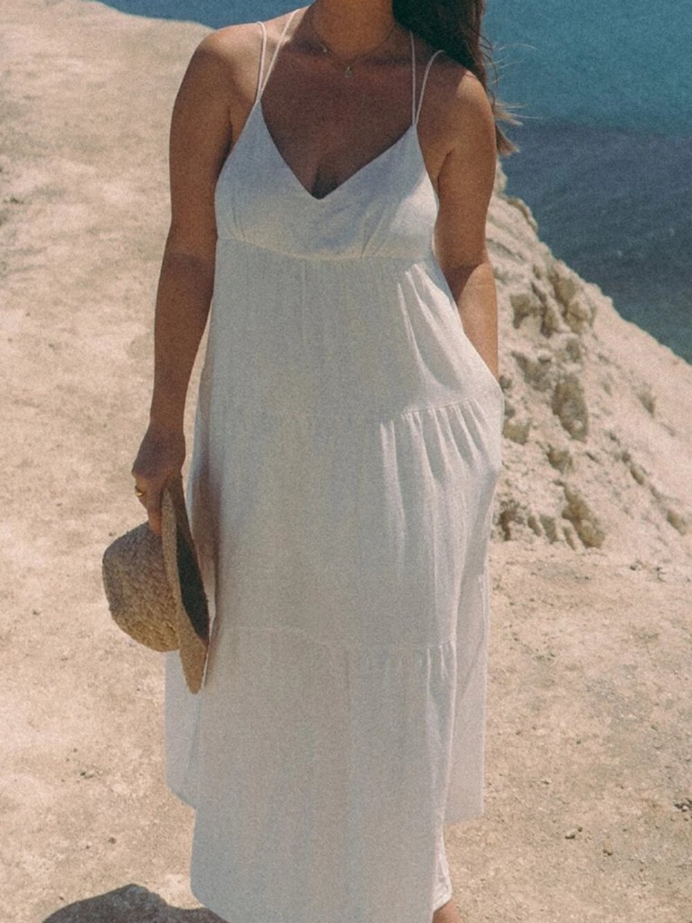 Women's Solid Polyester Casual Dress – Simple Everyday Midi Dress